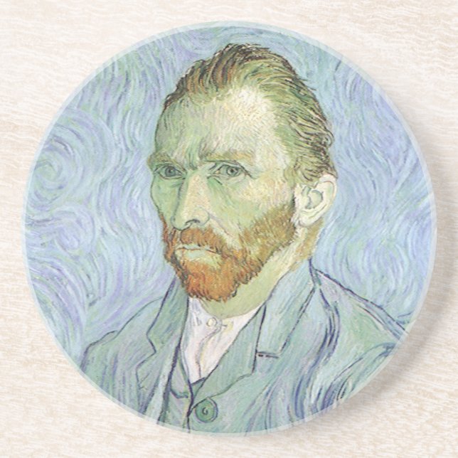Vincent van Gogh - Van Gogh Självporträtt in Blue Underlägg Sandsten (Framsidan)