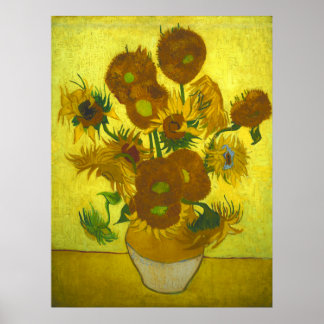 Vincent van Gogh - Vas 12 Solblommor Poster