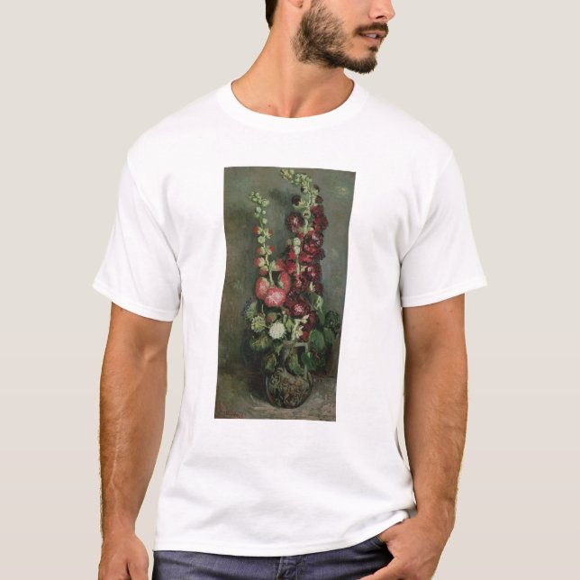 Vincent Van Gogh | vas av Hollyhocks, 1886 T Shirt (Framsida)