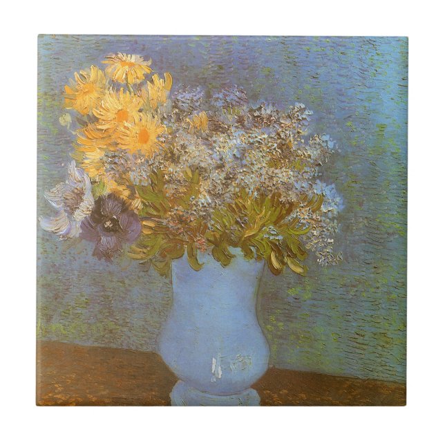 Vincent van Gogh Vas i Lilacs, Daisy, Anemones Kakelplatta (Framsidan)