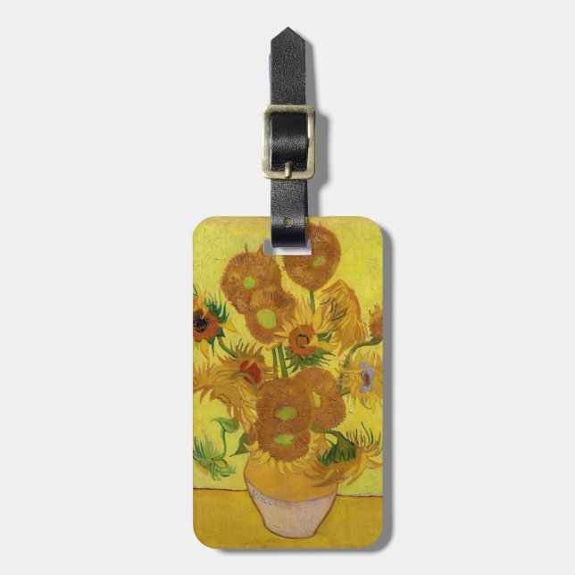 Vincent van Gogh - Vas med 15 solblommor Bagagebricka (Vertikal Framsida)