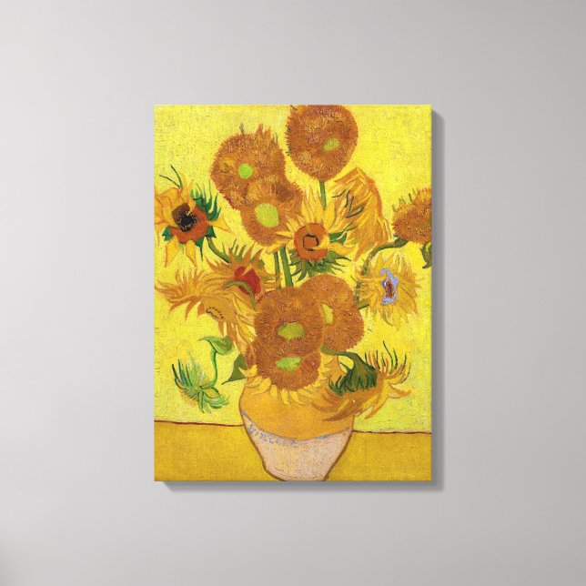 Vincent van Gogh - Vas med 15 solblommor Canvastryck (Framsida)