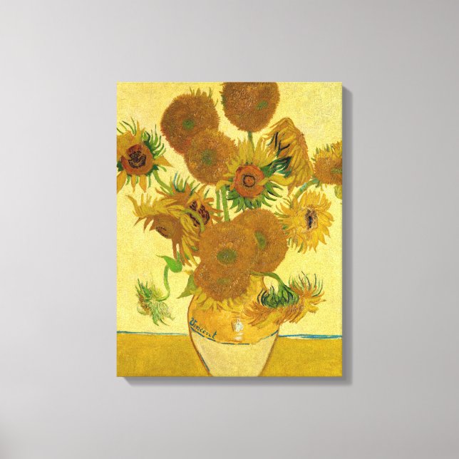 Vincent van Gogh - Vas med 15 solblommor Canvastryck (Framsida)
