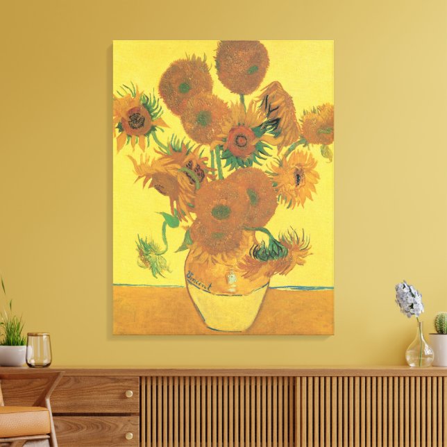 Vincent van Gogh - Vas med 15 solblommor Canvastryck (Insitu (Vardagsrum))