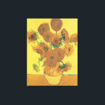 Vincent van Gogh - Vas med 15 solblommor Canvastryck<br><div class="desc">Vas med 15 solrosor eller helt enkelt solrosor (1888) av Vincent van Gogh är en bra av vintage Post impressionism blommigt konst. Den ingår i en serie likartade målningar med en blomkett i vas. Hela serien visar solblommor i alla skeden av livet, från helt i blomning till att gnälla och...</div>