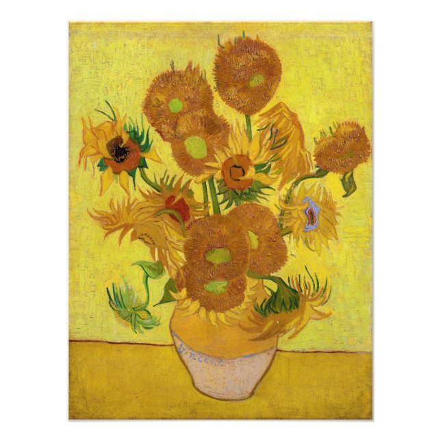 Vincent van Gogh - Vas med 15 solblommor Fototryck (Framsidan)