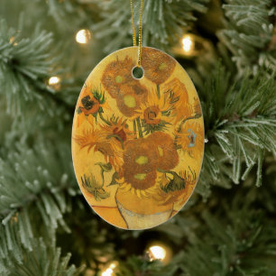 Vincent van Gogh - Vas med 15 solblommor Julgransprydnad Keramik