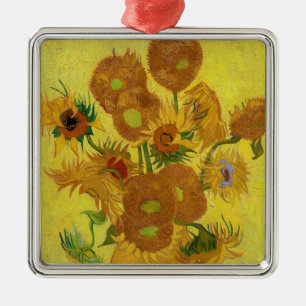 Vincent van Gogh - Vas med 15 solblommor Julgransprydnad Metall