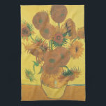 Vincent van Gogh - Vas med 15 solblommor Kökshandduk<br><div class="desc">Vas med 15 solrosor eller helt enkelt solrosor (1888) av Vincent van Gogh är en bra av vintage Post impressionism blommigt konst. Den ingår i en serie likartade målningar med en blomkett i vas. Hela serien visar solblommor i alla skeden av livet, från helt i blomning till att gnälla och...</div>