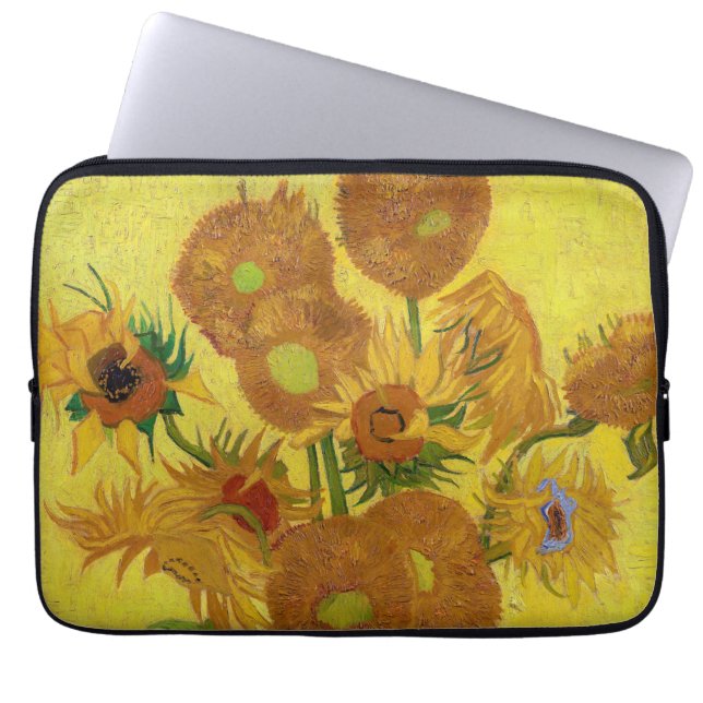 Vincent van Gogh - Vas med 15 solblommor Laptop Fodral (Framsidan)