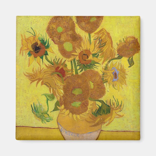 Vincent van Gogh - Vas med 15 solblommor Magnet (Framsidan)