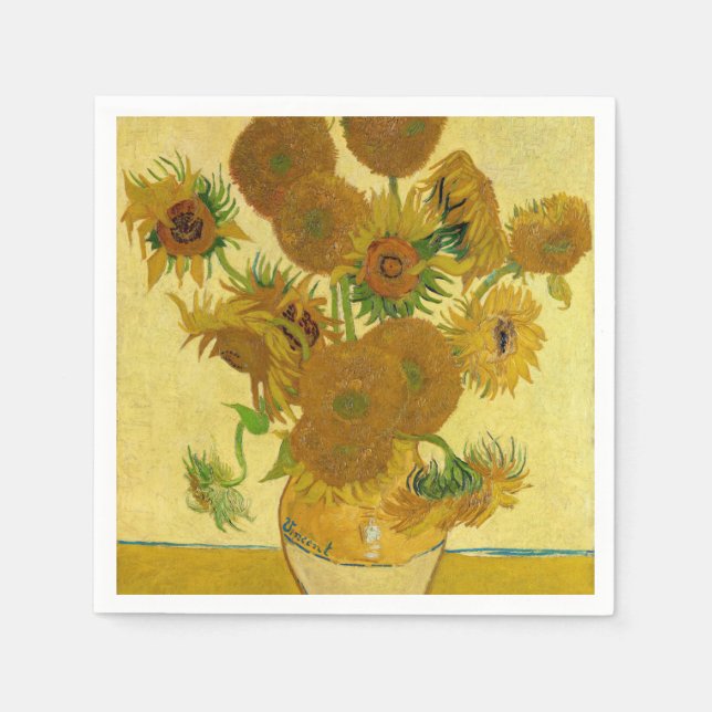 Vincent van Gogh - Vas med 15 solblommor Pappersservett (Framsidan)