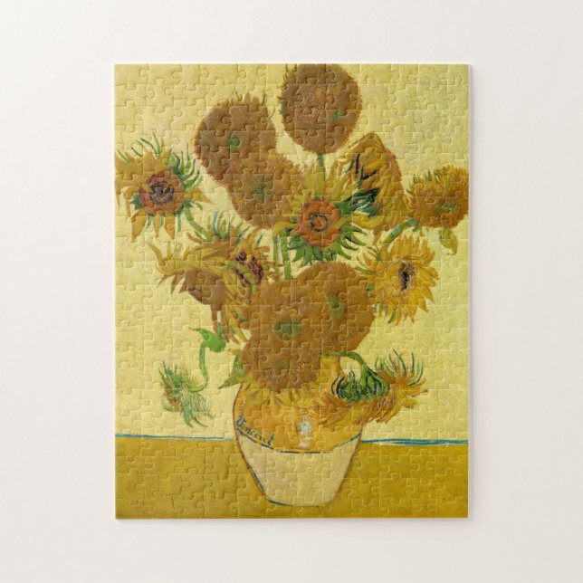 Vincent van Gogh - Vas med 15 solblommor Pussel (Vertikal)