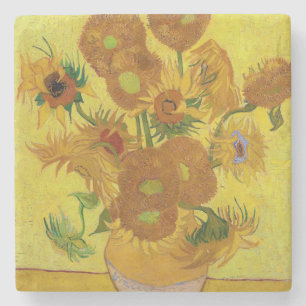 Vincent van Gogh - Vas med 15 solblommor Stenunderlägg