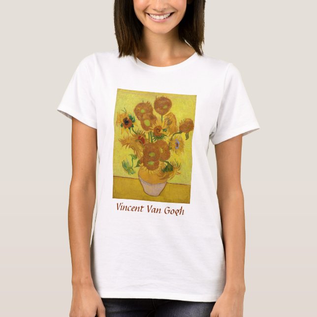 Vincent van Gogh - Vas med 15 solblommor T Shirt (Framsida)