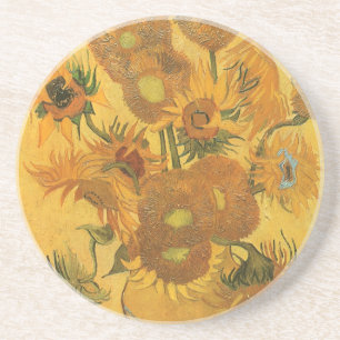 Vincent van Gogh - Vas med 15 solblommor Underlägg Sandsten