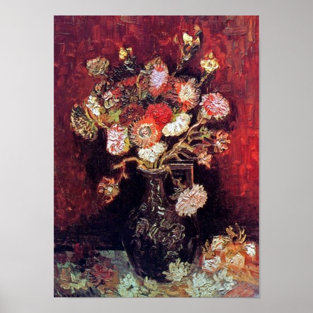 Vincent Van Gogh - Vas med Asters och Phlox Poster (Framsidan)