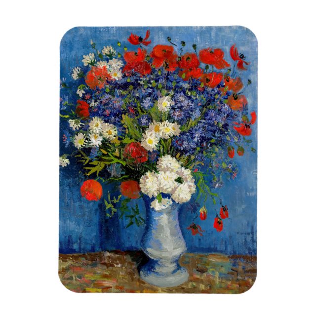 Vincent van Gogh - Vas med Cornblommor & Poppies Magnet (Vertikal)
