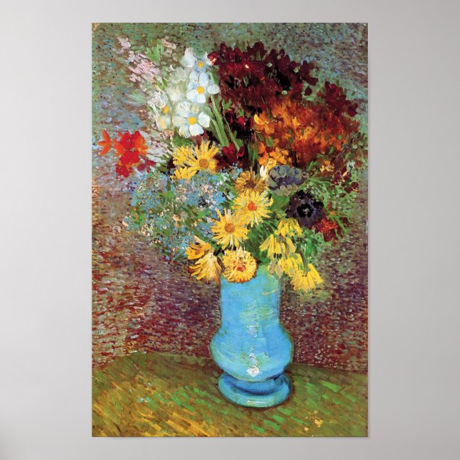 Vincent Van Gogh - Vas med Daisy och anemoner Poster (Framsidan)