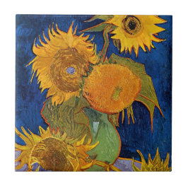 Vincent van Gogh - Vas med fem solblommor Kakelplatta
