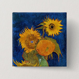 Vincent van Gogh - Vas med fem solblommor Knapp
