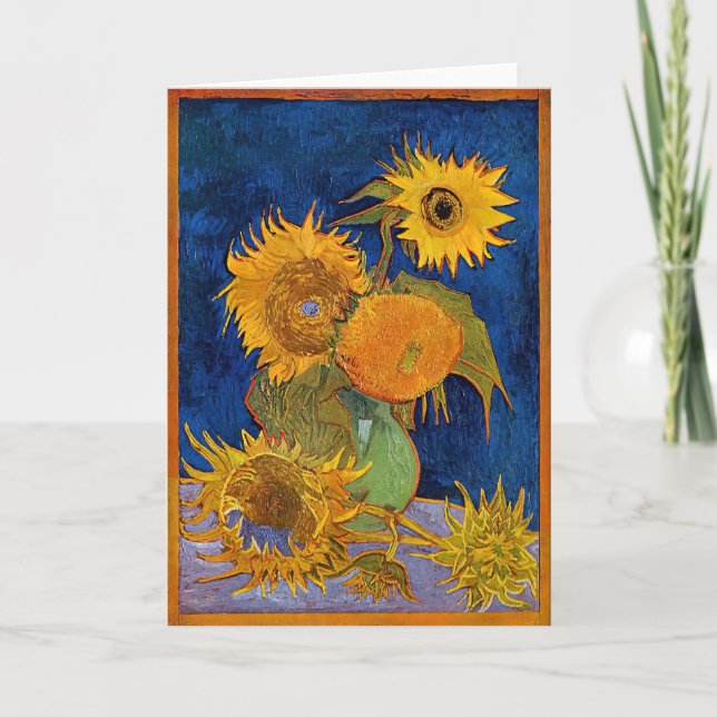 Vincent van Gogh - Vas med fem solblommor Kort (Framsida)
