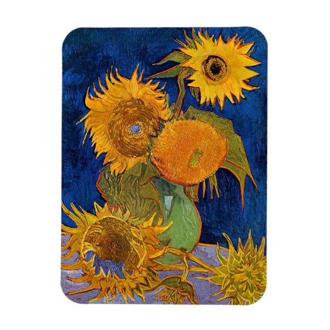 Vincent van Gogh - Vas med fem solblommor Magnet (Vertikal)