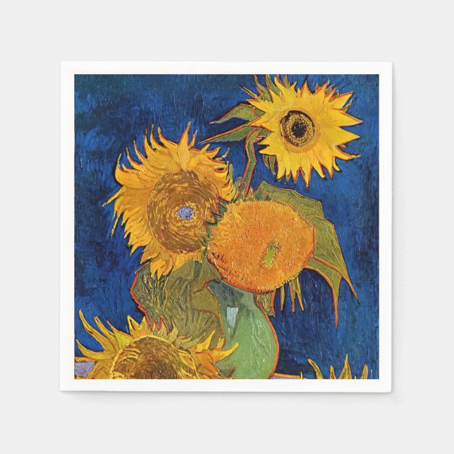 Vincent van Gogh - Vas med fem solblommor Pappersservett (Framsidan)