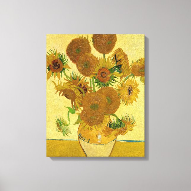 Vincent van Gogh - Vas med femton solrosor Canvastryck (Framsida)