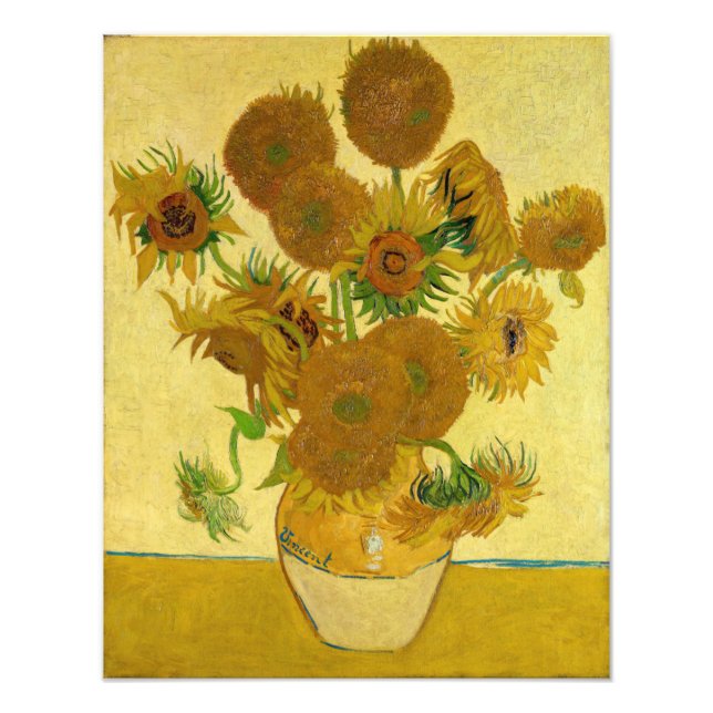 Vincent van Gogh - Vas med femton solrosor Fototryck (Framsidan)