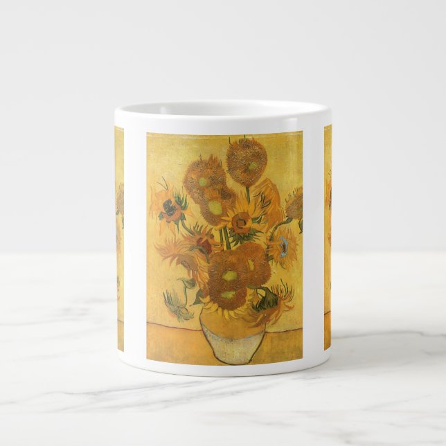 Vincent van Gogh - Vas med femton solrosor Jumbo Mugg (Framsidan)