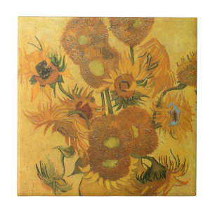 Vincent van Gogh - Vas med femton solrosor Kakelplatta