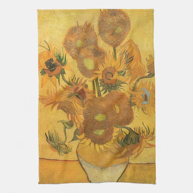 Vincent van Gogh - Vas med femton solrosor Kökshandduk (Vertikal)