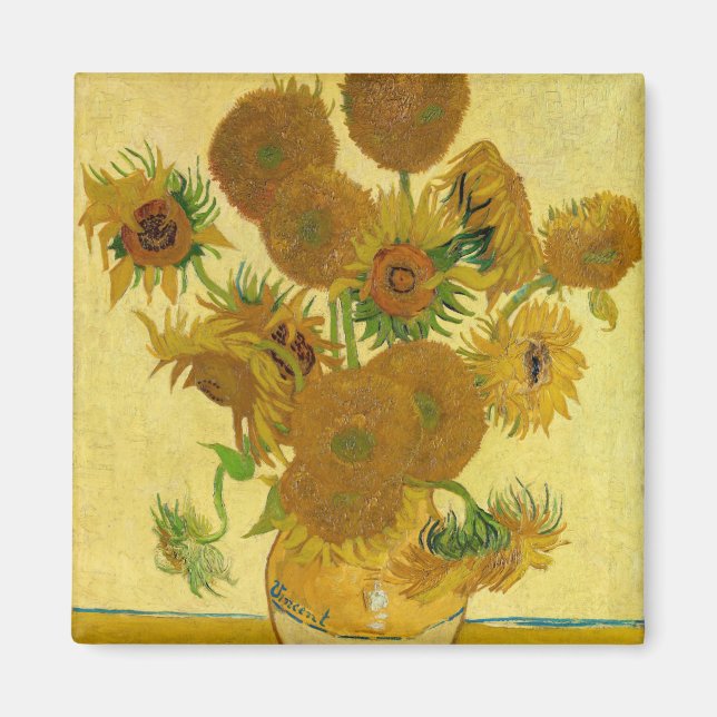 Vincent van Gogh - Vas med femton solrosor Magnet (Framsidan)