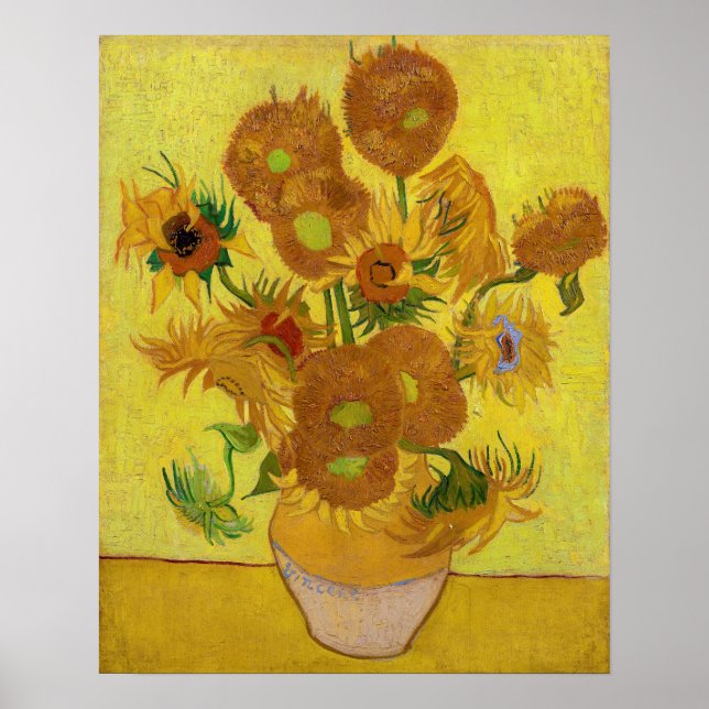 Vincent van Gogh - Vas med femton solrosor Poster (Framsidan)