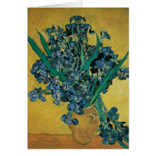 Vincent van Gogh - Vas med irisar gul bakgrund Hälsningskort