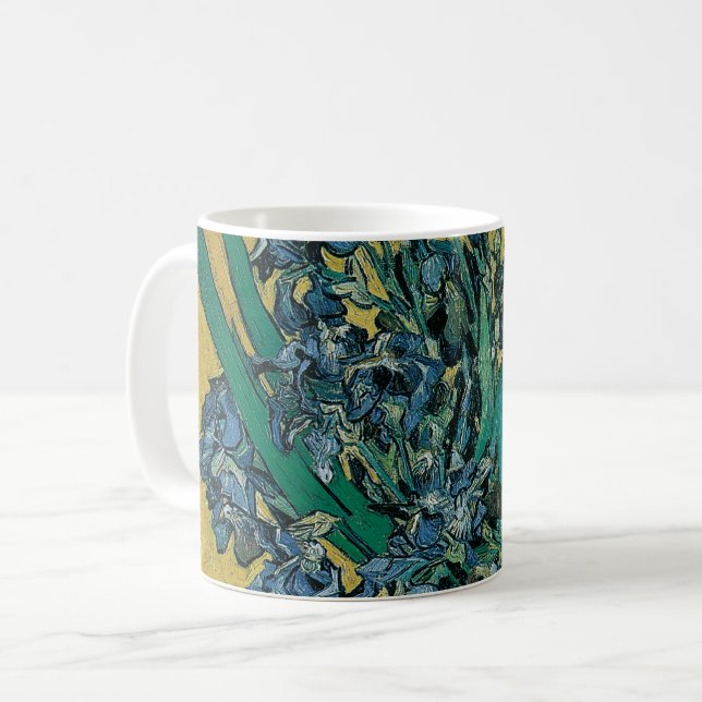 Vincent van Gogh - Vas med irisar gul bakgrund Kaffemugg (Framsida vänster)