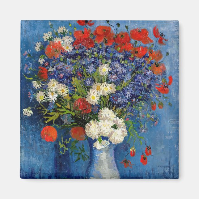 Vincent van Gogh - Vas med Kornblommor & Vallmo Magnet (Framsidan)