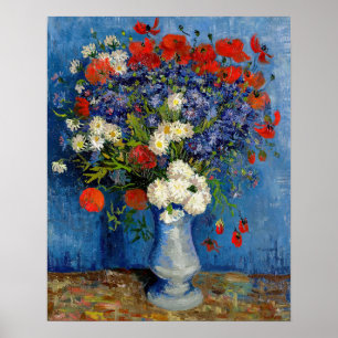 Vincent van Gogh - Vas med Kornblommor & Vallmo Poster