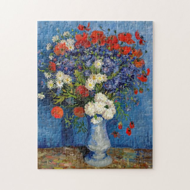 Vincent van Gogh - Vas med Kornblommor & Vallmo Pussel (Vertikal)