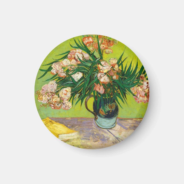 Vincent Van Gogh Vas med Oleander och Böcker Magnet (Framsidan)