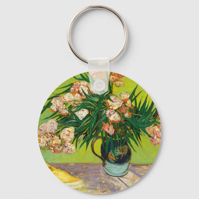 Vincent Van Gogh Vas med Oleander och Böcker Nyckelring (Framsida)