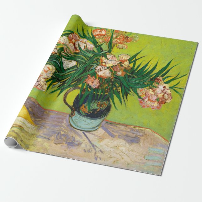 Vincent Van Gogh Vas med Oleander och Böcker Presentpapper (Utrullad)