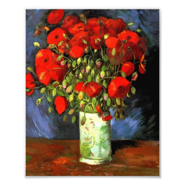 Vincent Van Gogh Vas med Red Poppies Blommigt Art Fototryck (Framsidan)