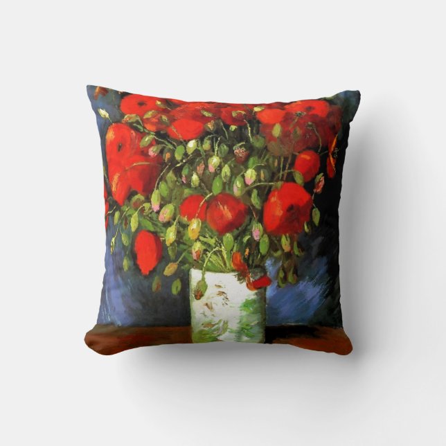 Vincent Van Gogh Vas med Red Poppies Blommigt Art Kudde (Framsida)