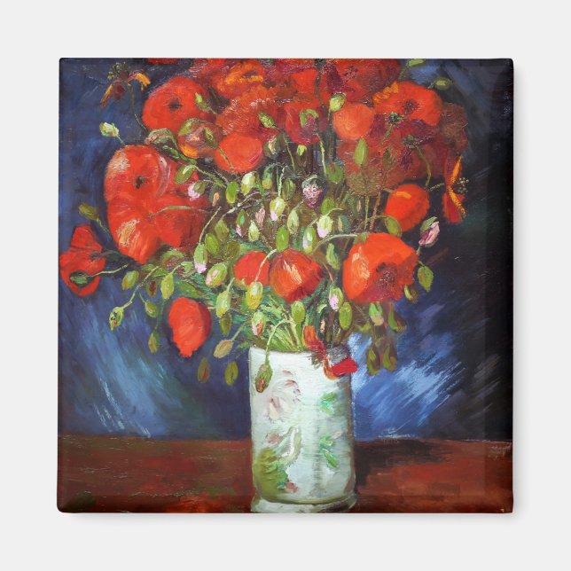 Vincent Van Gogh Vas med Red Poppies Fine Art Magnet (Framsidan)
