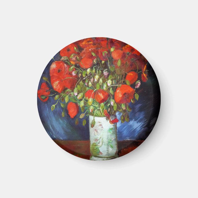 Vincent Van Gogh Vas med Red Poppies Fine Art Magnet (Framsidan)