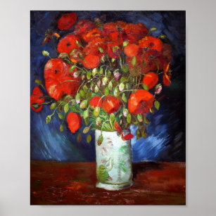 Vincent Van Gogh Vas med Red Poppies Fine Art Poster