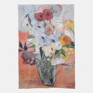 Vincent van Gogh - Vas med Ro och Anemones Kökshandduk