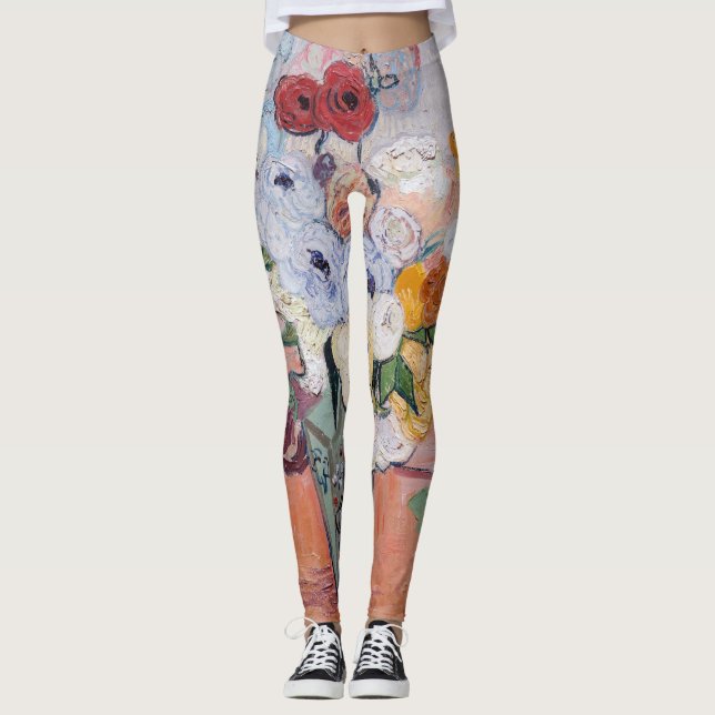 Vincent van Gogh - Vas med Ro och Anemones Leggings (Framsida)
